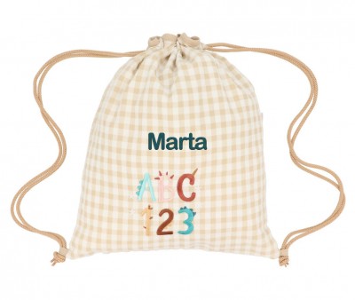 Mochila Saco Vichy Funny Letters Personalizable