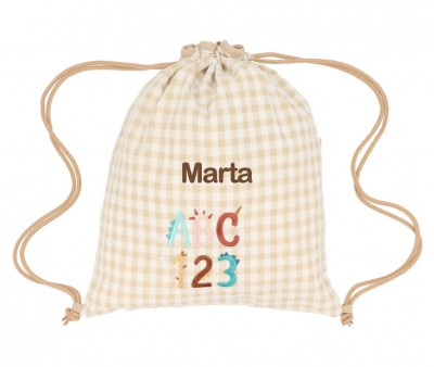 Mochila Saco Vichy Funny Letters Personalizable