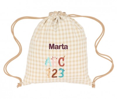 Mochila Saco Vichy Funny Letters Personalizable