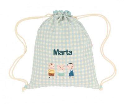 Mochila Saco Vichy The Three Little Pigs Personalizable