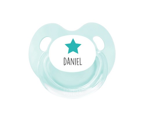 Sucette Personnalisable Rétro Étoile Aqua