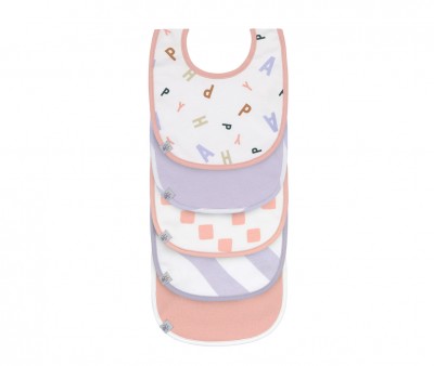 Pack de 5 Baberos Happy Fruits Peach / Pastel Lilac