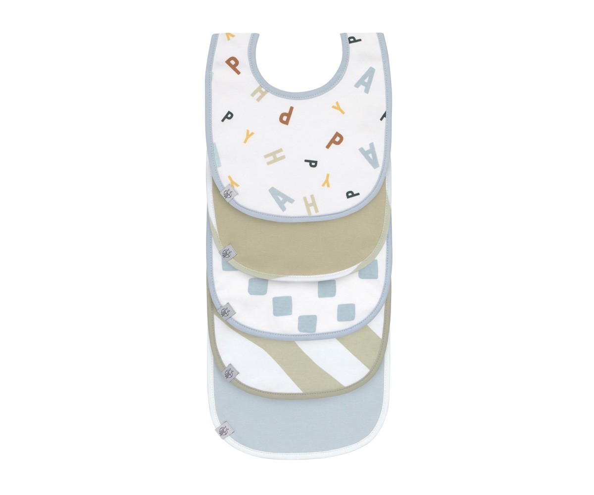 Pack de 5 Bavoirs Happy Fruits Light Blue / Light Khaki
