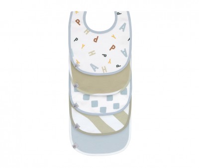 Pack de 5 Baberos Happy Fruits Light Blue / Light Khaki
