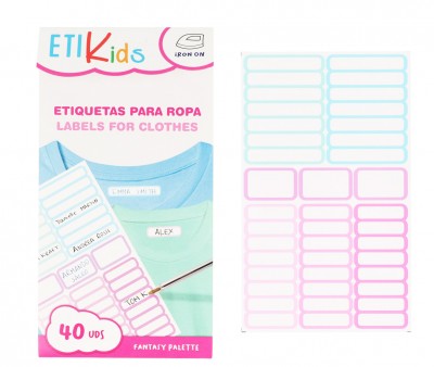 40 Etiquetas para Ropa "Escribe tu Texto" Colores
