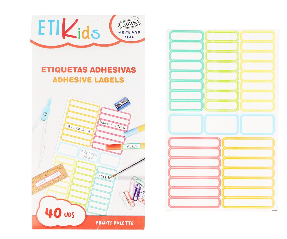 40 Pegatinas para Objetos "Escribe tu Texto" Colores