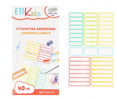 40 Pegatinas para Objetos "Escribe tu Texto" Colores