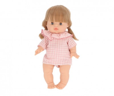 Muñeca Gordis Yzé con Camisa con Volante y Culotte Vichy Rosa