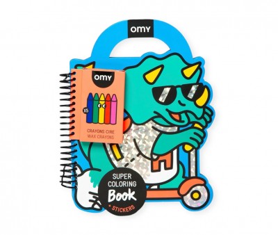 Libro OMY con Pinturas y Pegatinas Dinos