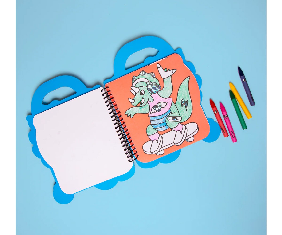 Libro OMY con Pinturas y Pegatinas Dinos
