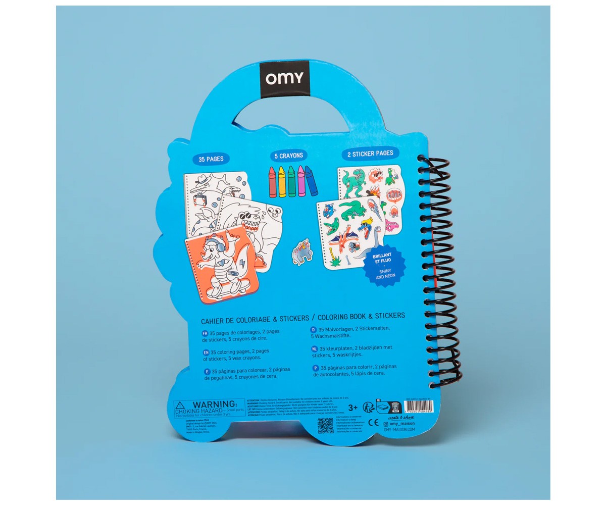 Libro OMY con Pinturas y Pegatinas Dinos