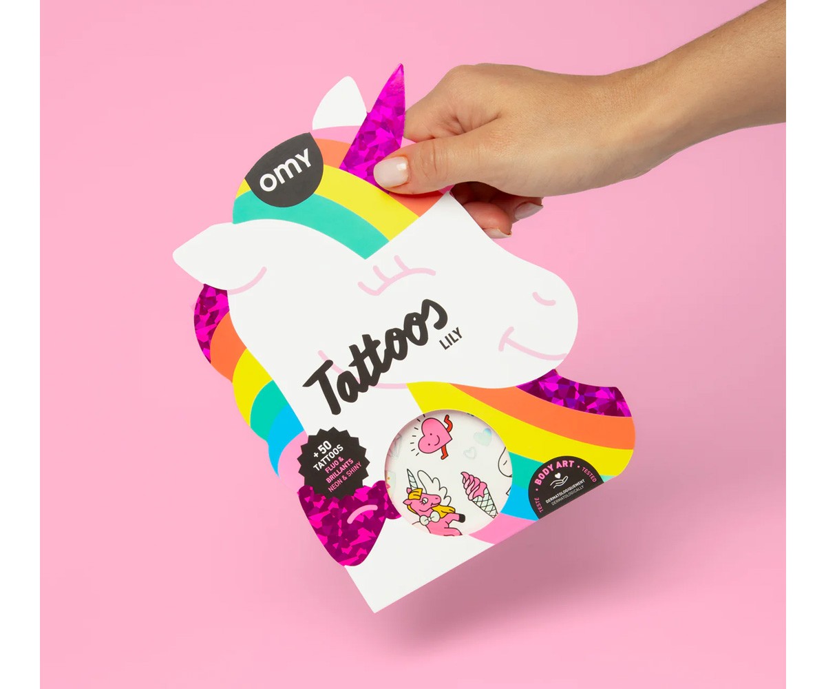 Tatuaggi Temporanei OMY Unicorno Lily Neon