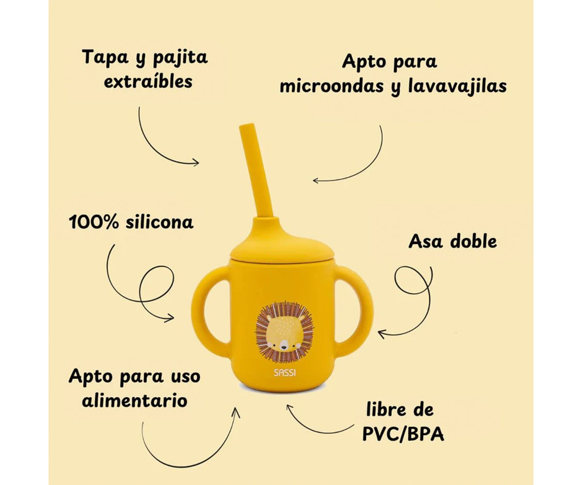Taza de Silicona con Pajita León 120ml