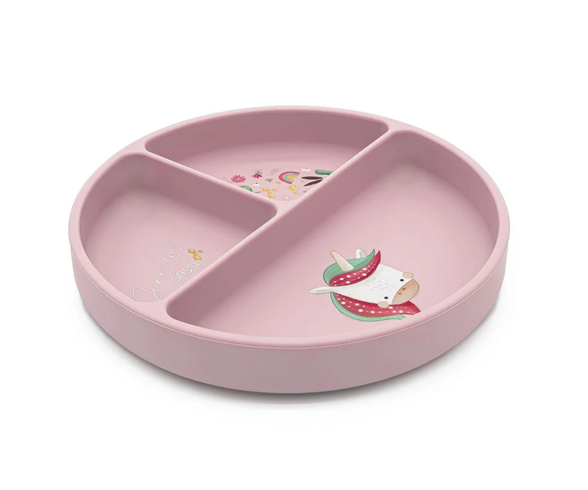 Assiette en Silicone à Compartiments Licorne