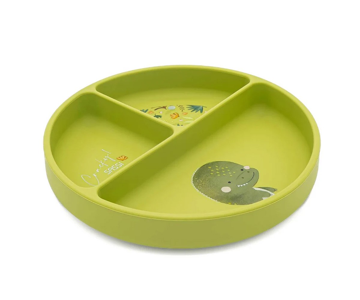 Piatto in Silicone con Scomparti Dinosauro