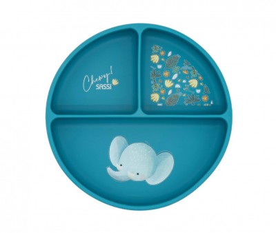 Assiette en Silicone à Compartiments Éléphant