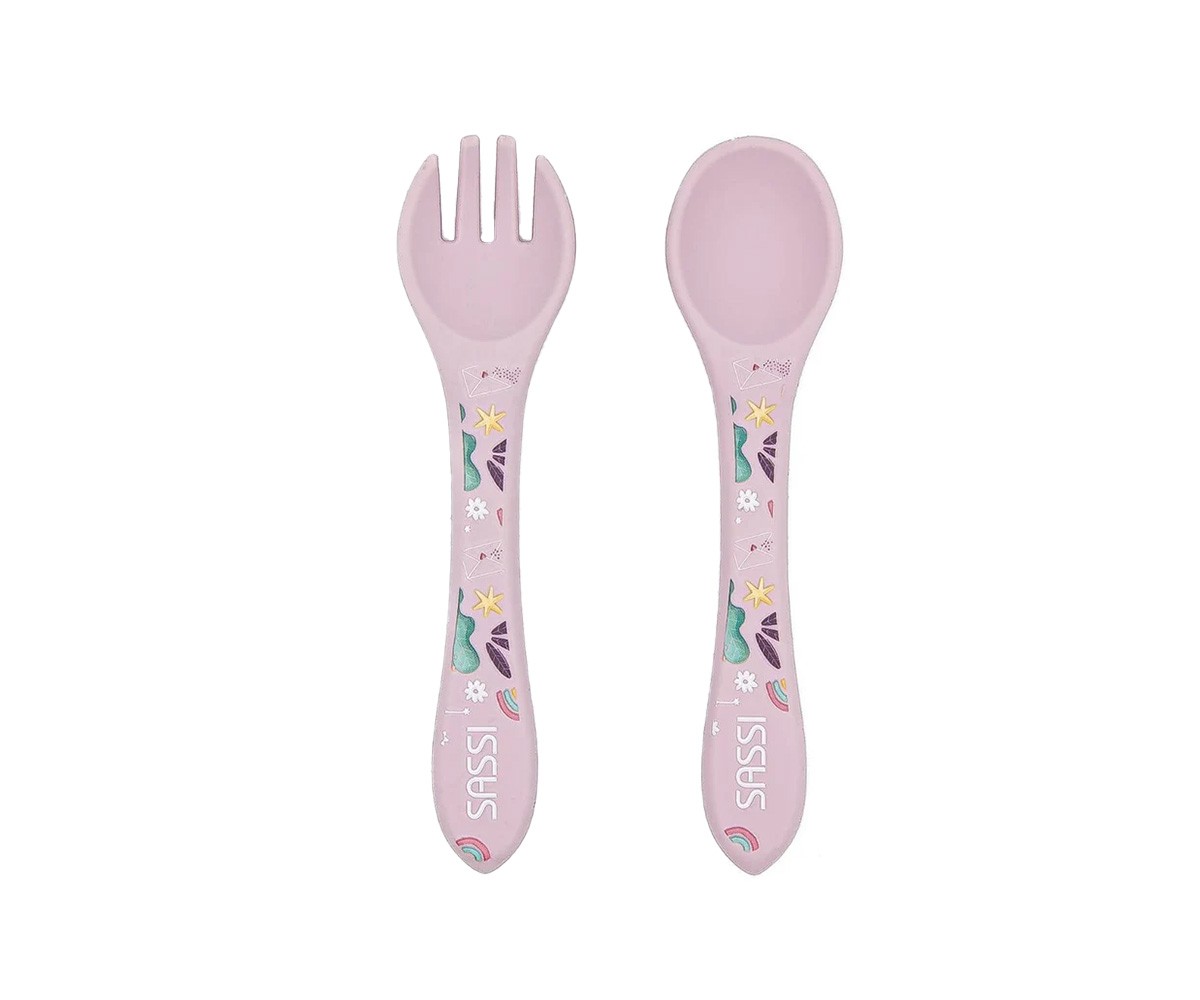 Cuillère et Fourchette en Silicone Licorne