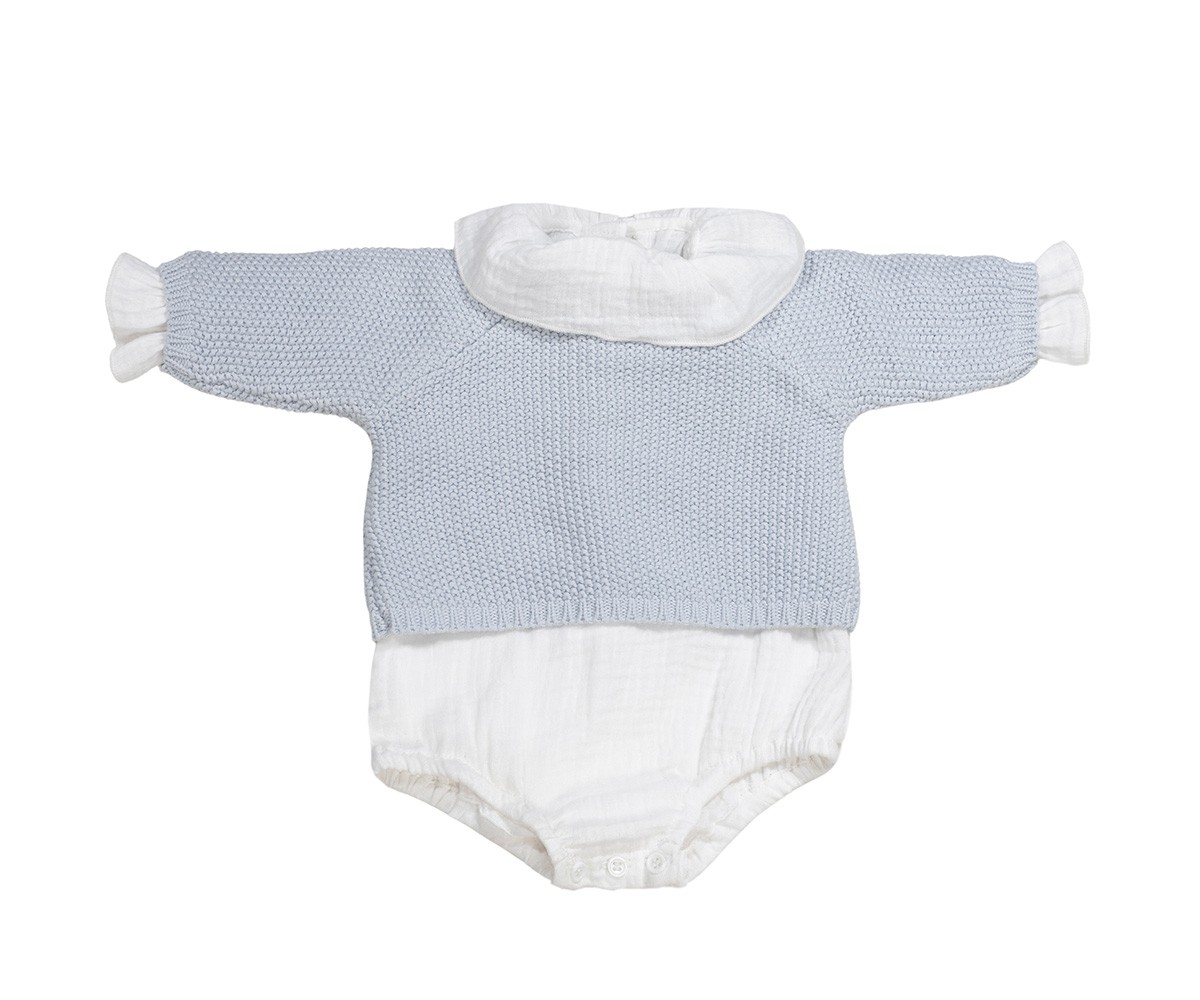 Pull et Culotte en Tricot et Body Bambula Blue