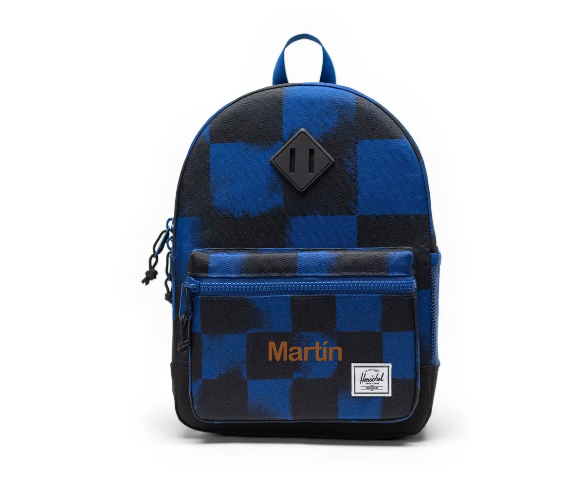 Herschel Heritage Kids Stencil Checker Sodalite Blue Customizable