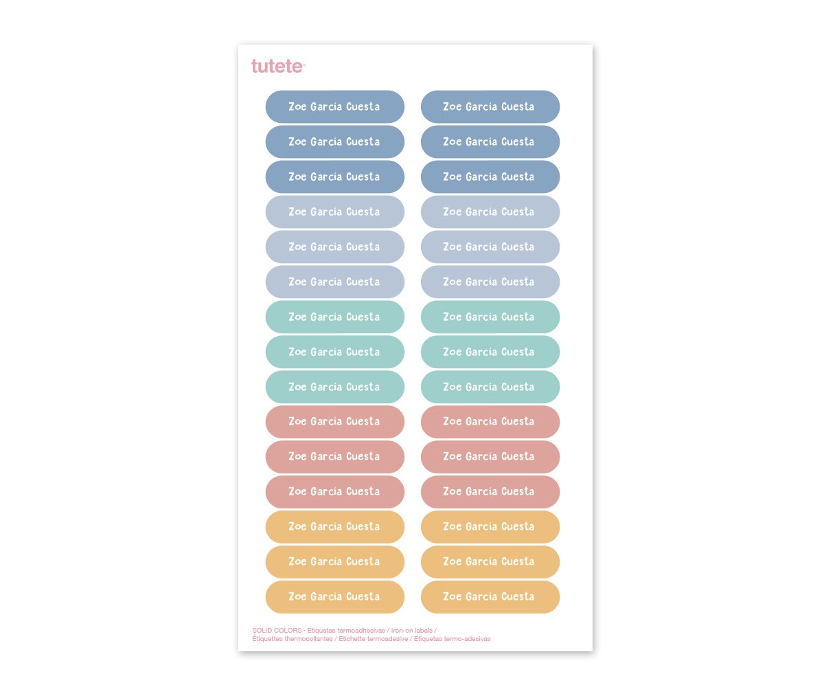 120 Etiquetas para Ropa Solid Colors