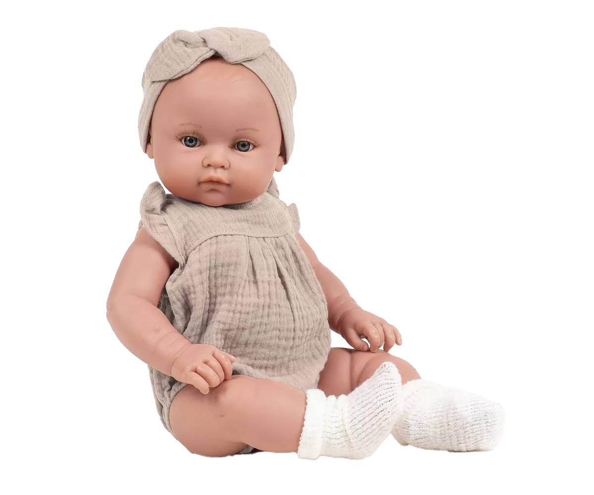Muñeco Les Bambinis Yaëlle Vestida con Pelele Charlotte y Diadema Beige