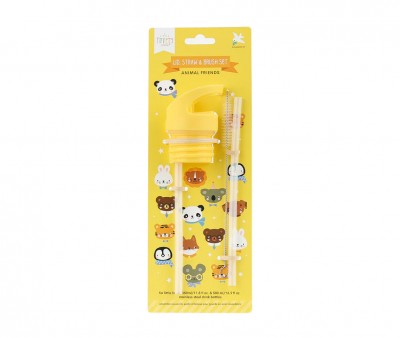 Set Tapa Pajita y Cepillo Animal Friends