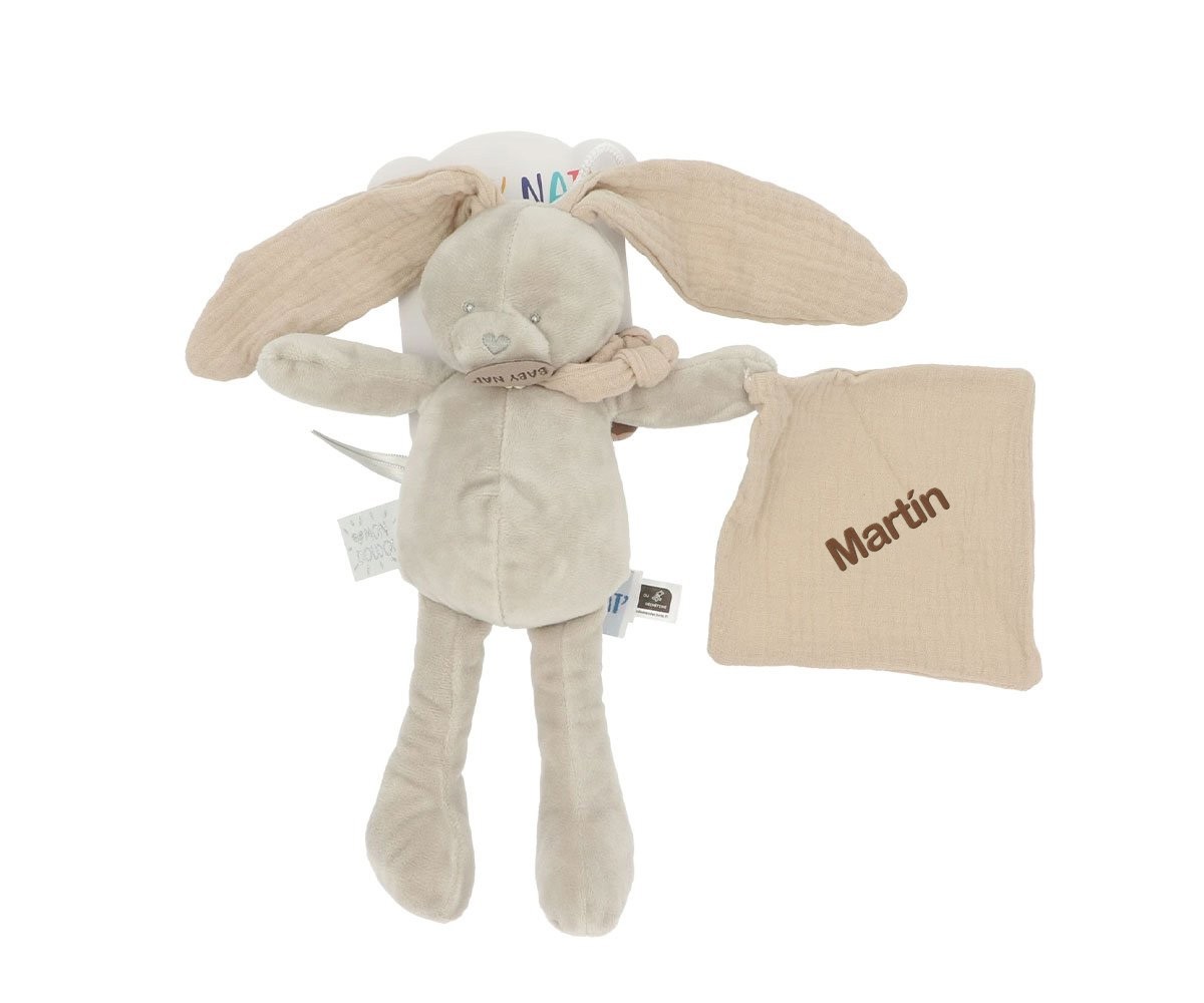 Peluche Conejo con Mini Doudou Moka Personalizable