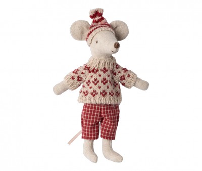 Ratón de Invierno con Set de Esquí Mamá Ratón Rojo