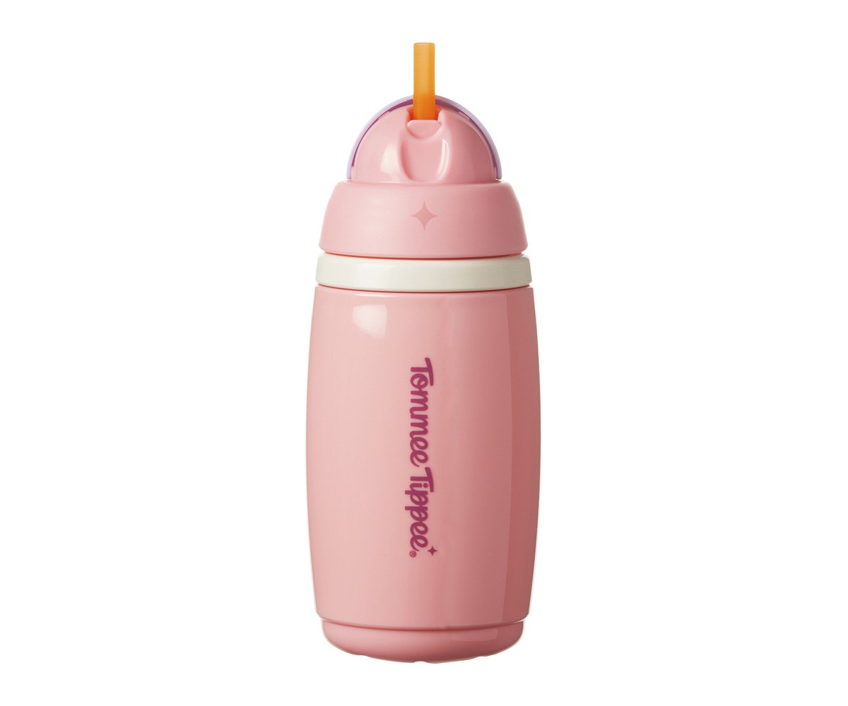 Botella Isotérmica Antigoteo con Pajita Rosa Pastel 266ml