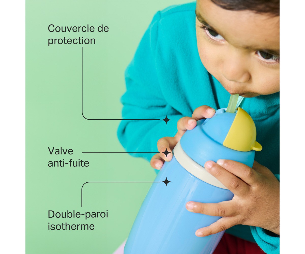 Botella Isotérmica Antigoteo con Pajita Azul Pastel 266ml