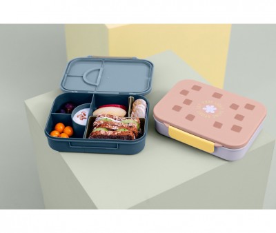 Caja de Almuerzo Compartimentos Bento Pattern Party Blue/Green