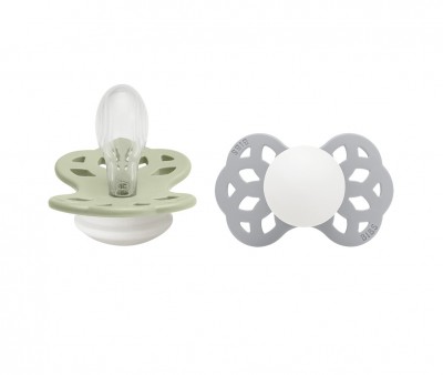 2 Sucettes BIBS Infinity Symétrique Sage Glow/Cloud Glow