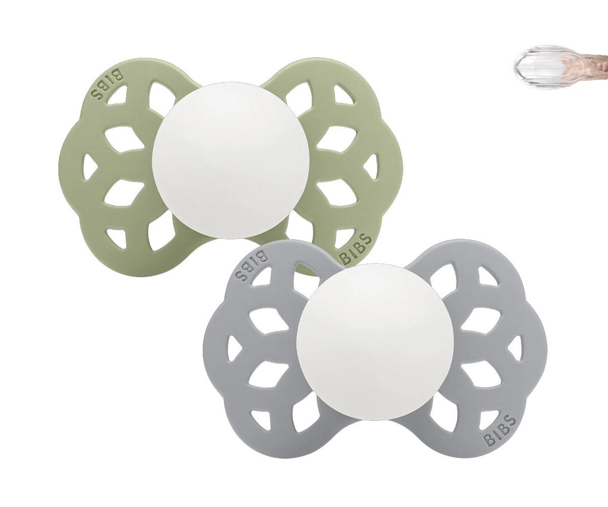 2 Sucettes BIBS Infinity Symétrique Sage Glow/Cloud Glow