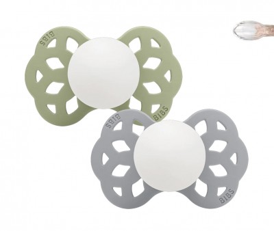 2 Chupetes BIBS Infinity Simétrica Sage Glow/Cloud Glow