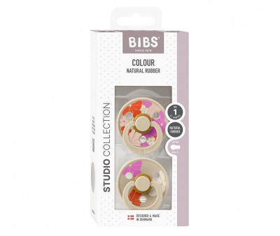 2 Sucettes BIBS Studio Colour Round Morning Bloom Vanilla Mix