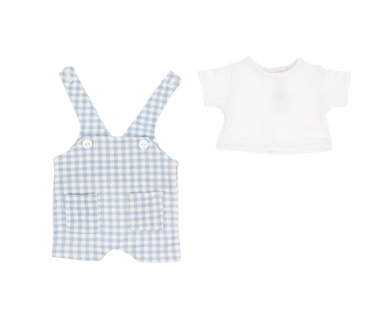 Ensemble Pour Poupée Salopette Vichy Bleue
