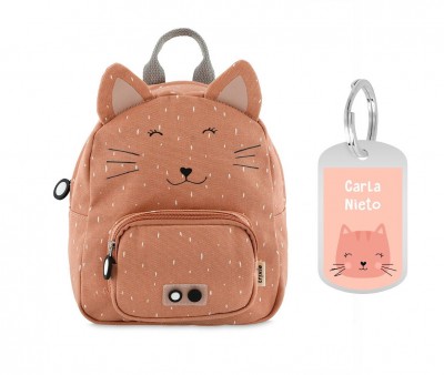 Mochila Trixie PEQUEÑA Mr. Cat con Llavero Personalizado