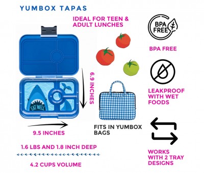 Yumbox Tapas Monte Carlo Blue Shark 4 Spazi