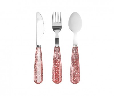 Pack Cubiertos Glitter Sparkling Blush