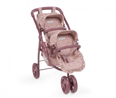 Cochecito Gemelar Cherry Flores para Muñecas