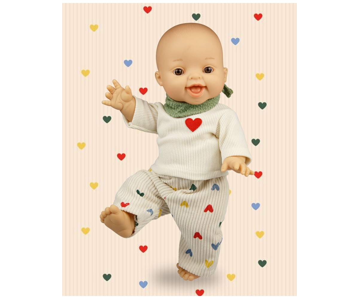 Ensemble de Pantalon en Velours Côtelé Herz Konfetti avec T-Shirt et Foulard pour Poupées