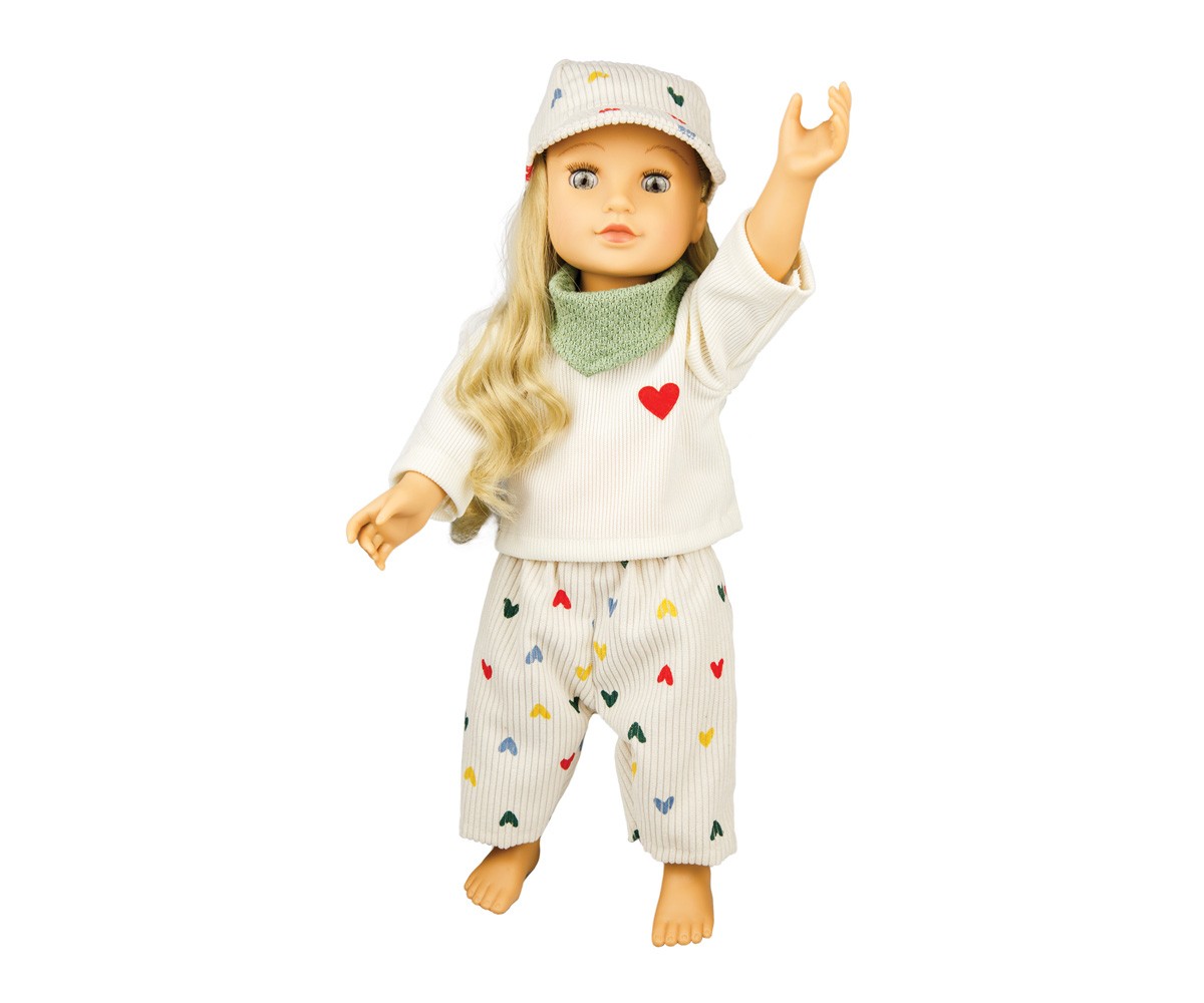 Ensemble de Pantalon en Velours Côtelé Herz Konfetti avec T-Shirt et Foulard pour Poupées