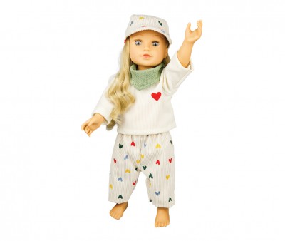 Conjunto de Pantalón de Pana Herz Konfetti con Camiseta y Pañuelo para Muñecos