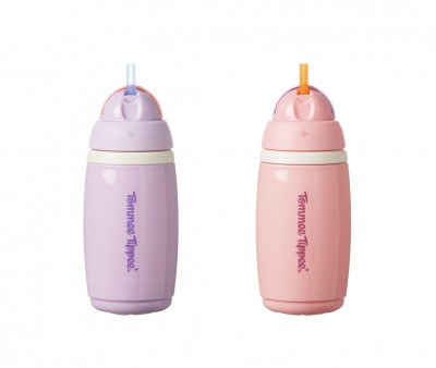 Botellas Isotérmicas Antigoteo con Pajita Morado/Rosa Pastel 266ml
