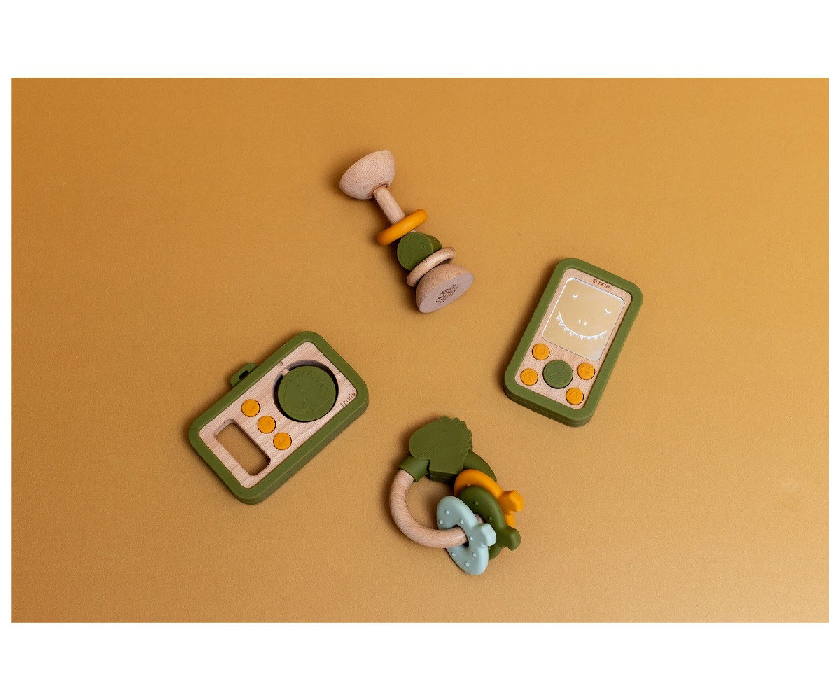 Mordedor de Actividades de Silicona y Madera Mr. Dino