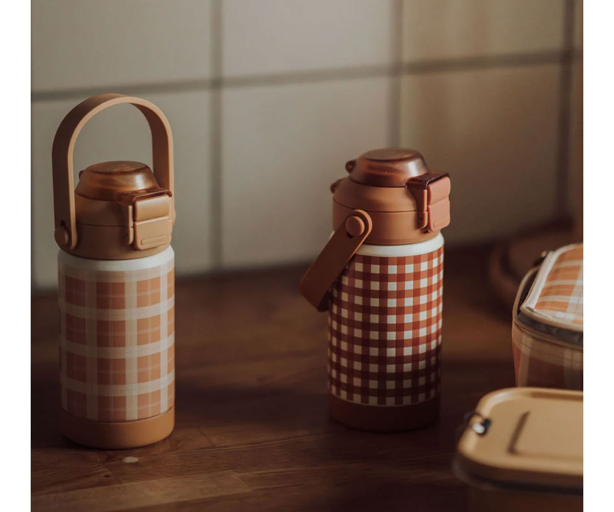 Gourde Isotherme en Acier Sip + Chug Buckwheat Plaid 350 ml