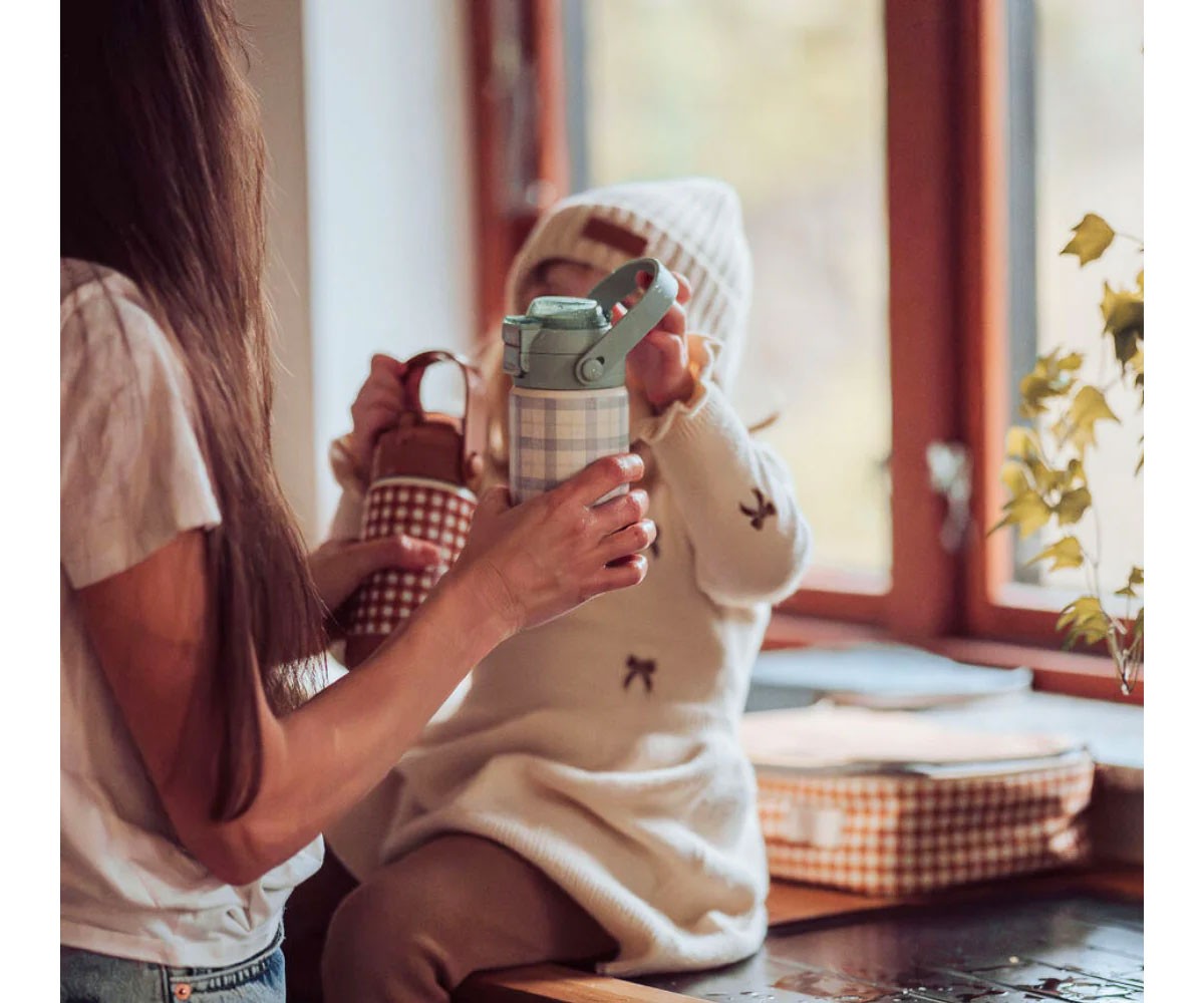 Gourde Isotherme en Acier Sip + Chug Fern Plaid 350 ml