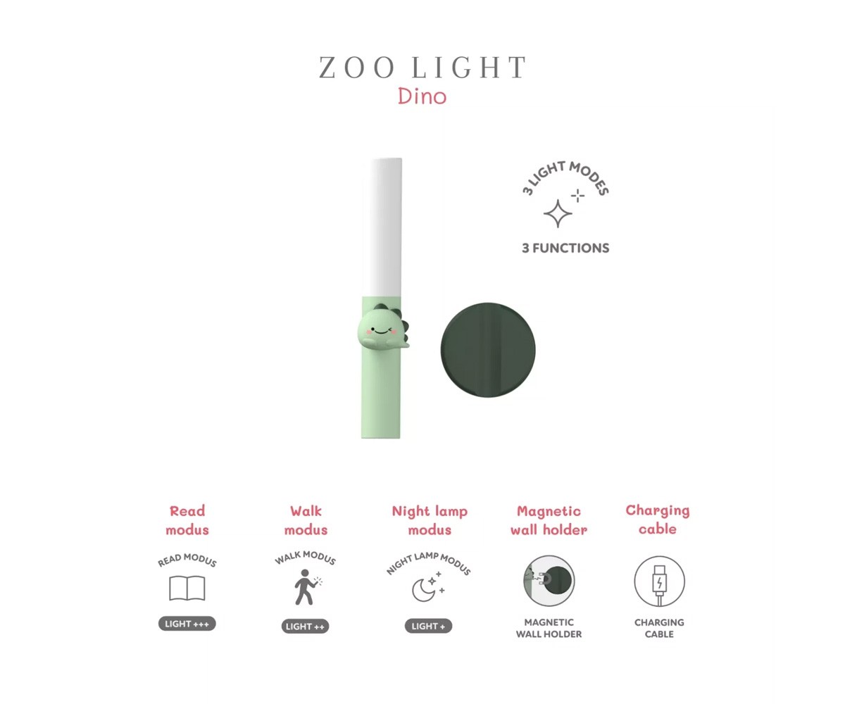 Lampada Notte 3-in-1  Zoo Light Dino