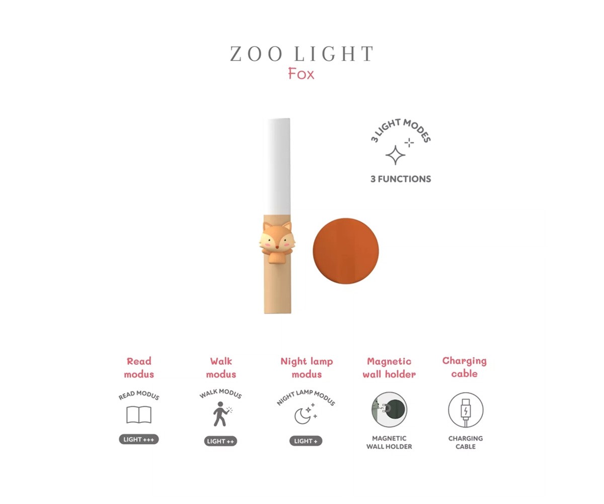 Lampada Notte 3-in-1  Zoo Light Fox