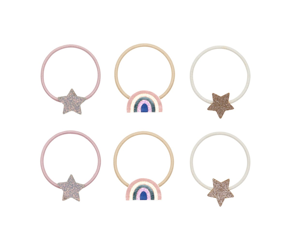 6 mini elásticos Rainbow & Star